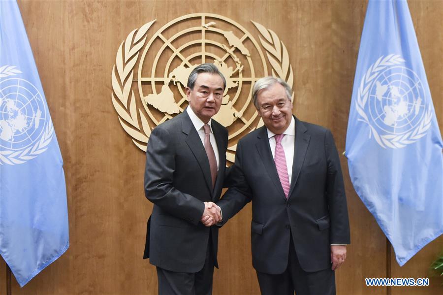 UN-CHINA-WANG YI-GUTERRES-MEETING