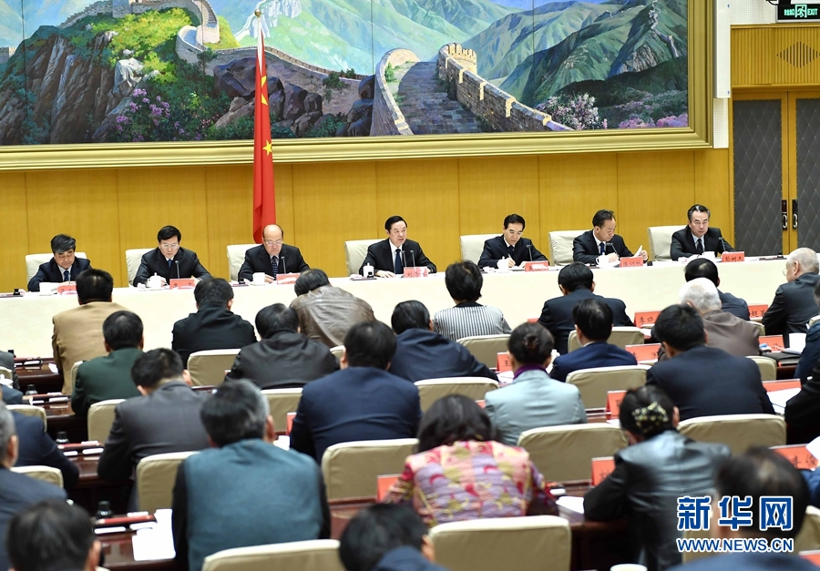 1月13日，中共中央政治局委員、中宣部部長(zhǎng)、全國(guó)&ldquo;掃黃打非&rdquo;工作小組組長(zhǎng)劉奇葆在北京出席第三十次全國(guó)&ldquo;掃黃打非&rdquo;工作電視電話會(huì)議。新華社記者 李濤 攝