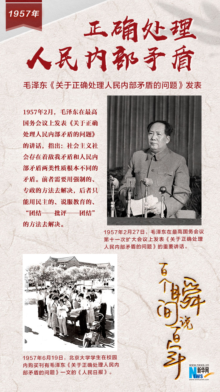 1957，正確處理人民內(nèi)部矛盾