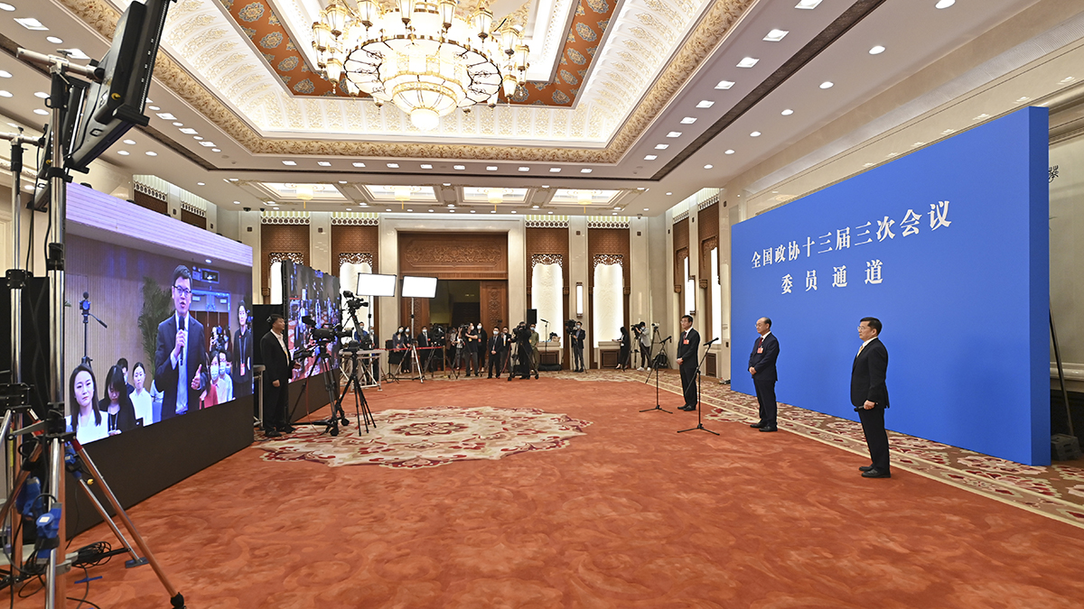 全國政協(xié)委員通過網絡視頻方式接受媒體采訪