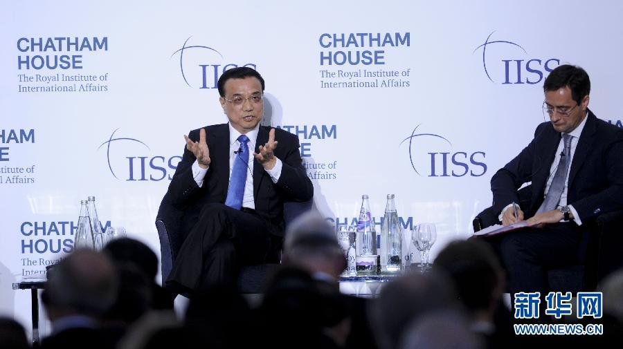 6月18日，國務院總理李克強在倫敦金融城市長官邸面向英國皇家國際問題研究所和國際戰(zhàn)略研究所兩大智庫發(fā)表題為《共建包容發(fā)展的美好世界》的演講。新華社記者 張鐸 攝 