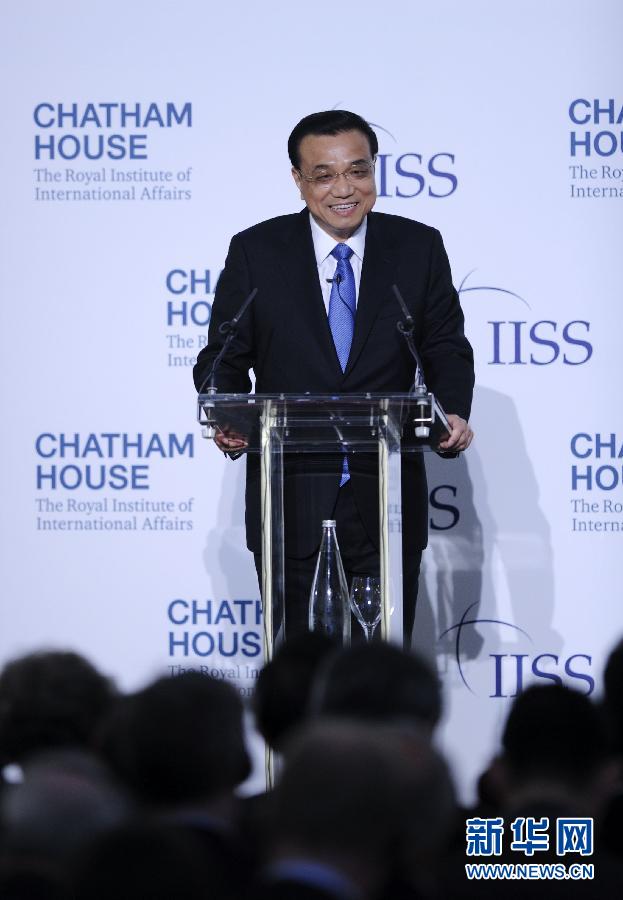 6月18日，國務院總理李克強在倫敦金融城市長官邸面向英國皇家國際問題研究所和國際戰(zhàn)略研究所兩大智庫發(fā)表題為《共建包容發(fā)展的美好世界》的演講。新華社記者 張鐸 攝 