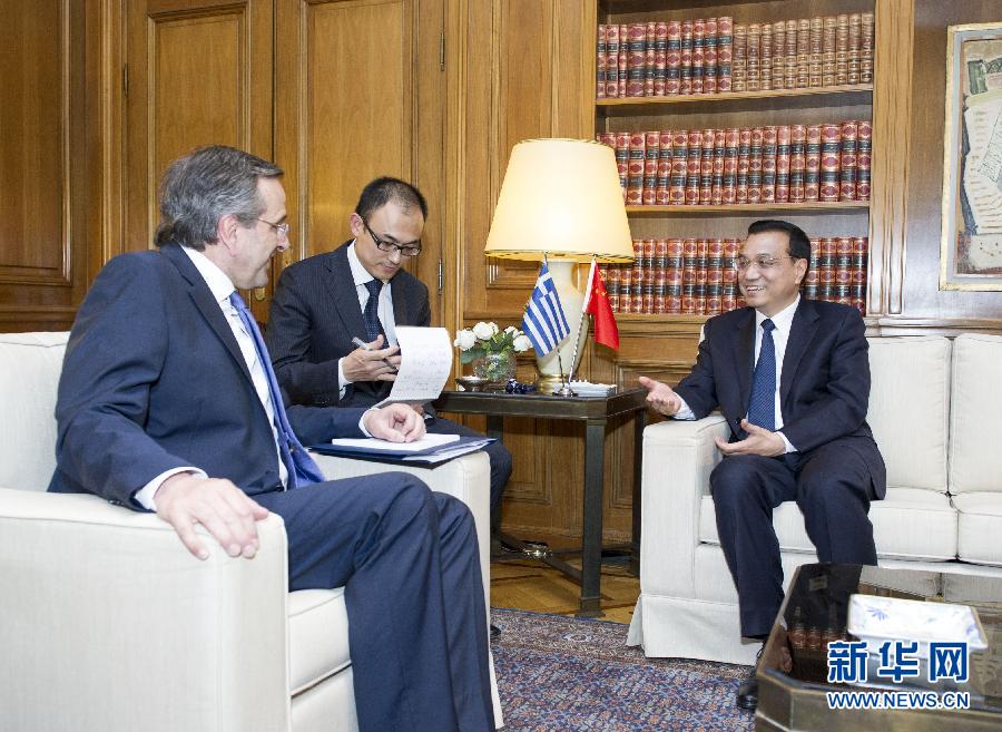6月19日，國務院總理李克強在雅典同希臘總理薩馬拉斯舉行會談。新華社記者 王曄 攝