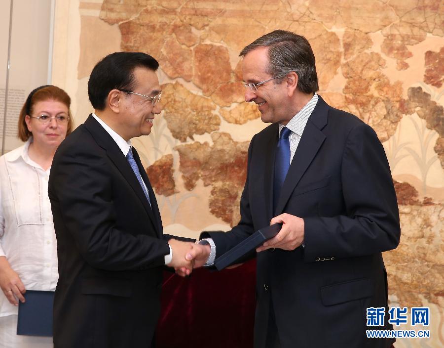 6月21日，國務(wù)院總理李克強與希臘總理薩馬拉斯共同出席希臘伊拉克利翁博物館新館開館儀式并發(fā)表講話。 新華社記者 龐興雷 攝