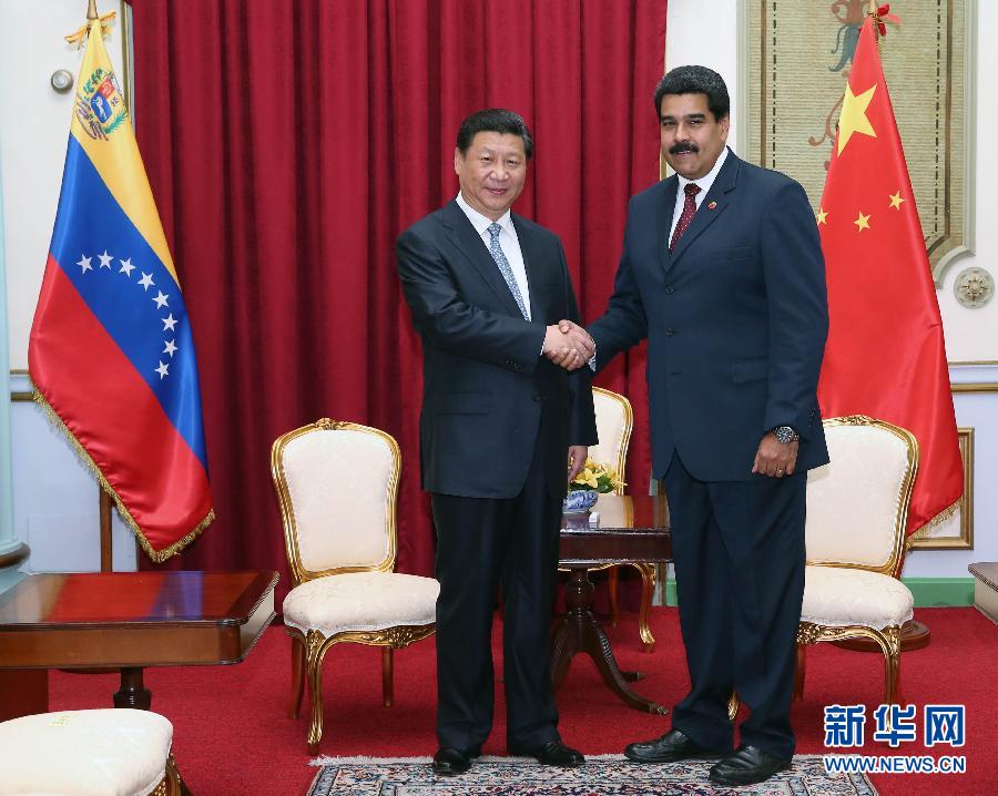 當?shù)貢r間7月20日，國家主席習近平在加拉加斯同委內瑞拉總統(tǒng)馬杜羅舉行會談。 新華社記者蘭紅光攝 