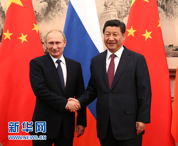 11月9日，國(guó)家主席習(xí)近平在北京釣魚(yú)臺(tái)國(guó)賓館會(huì)見(jiàn)俄羅斯總統(tǒng)普京。新華社記者 蘭紅光 攝