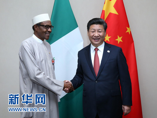 12月4日，國家主席習(xí)近平在約翰內(nèi)斯堡會見尼日利亞總統(tǒng)布哈里。 新華社記者 龐興雷 攝 