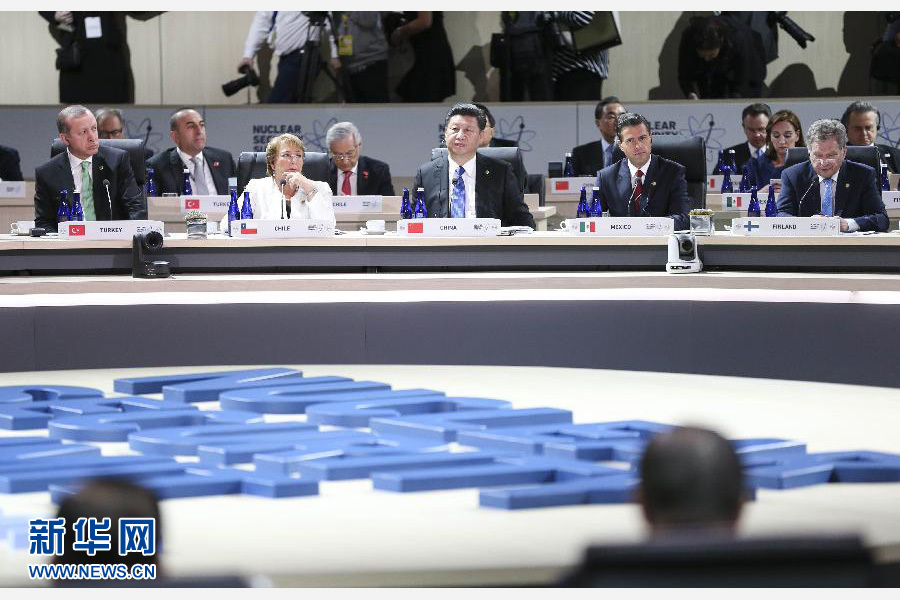 4月1日，第四屆核安全峰會(huì)在美國首都華盛頓舉行。國家主席習(xí)近平出席并發(fā)表題為《加強(qiáng)國際核安全體系，推進(jìn)全球核安全治理》的重要講話。新華社記者蘭紅光攝