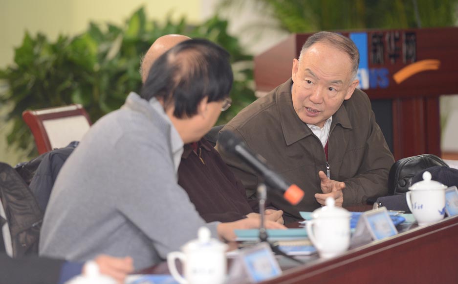 參加新華網(wǎng)2012&ldquo;縱論天下&rdquo;國際問題研討會的專家在交流